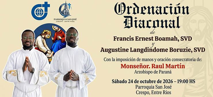 Dos misioneros del Verbo Divino serán ordenados diáconos en Crespo